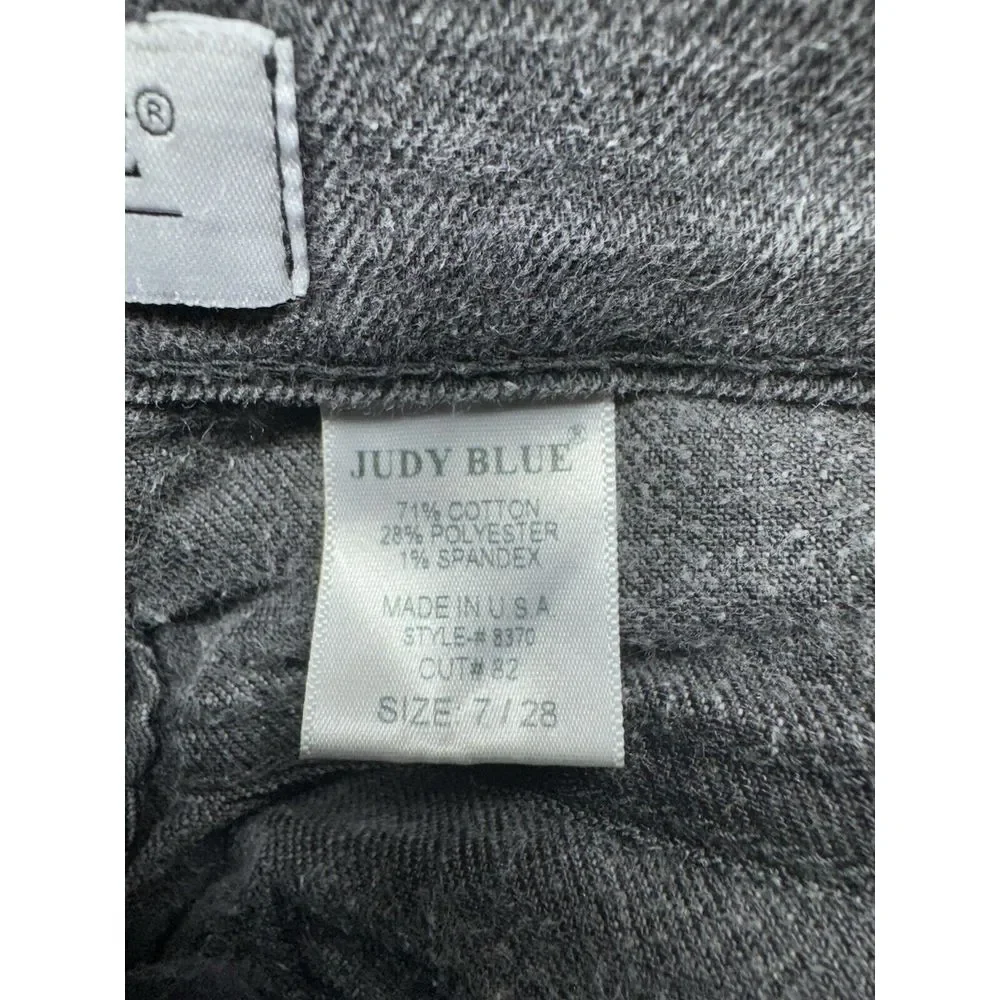 Judy Blue Jeans Womens 7/28 Black Grey Skinny Distressed Rip Grunge Made In USA‎ - Picture 12 of 12